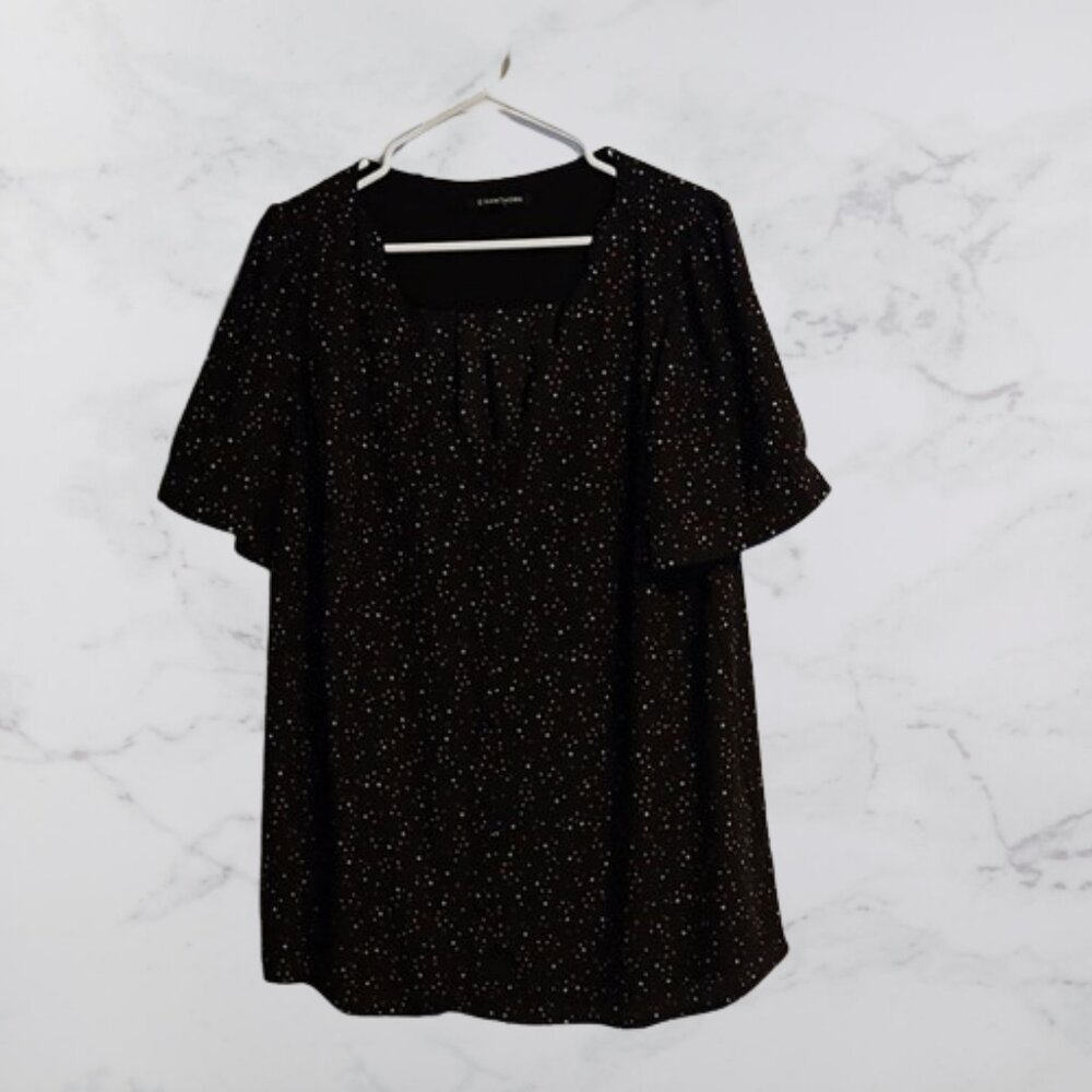 41 Hawthorn Polka Dot Plus Size Short Sleeved Blouse - Like New Condition